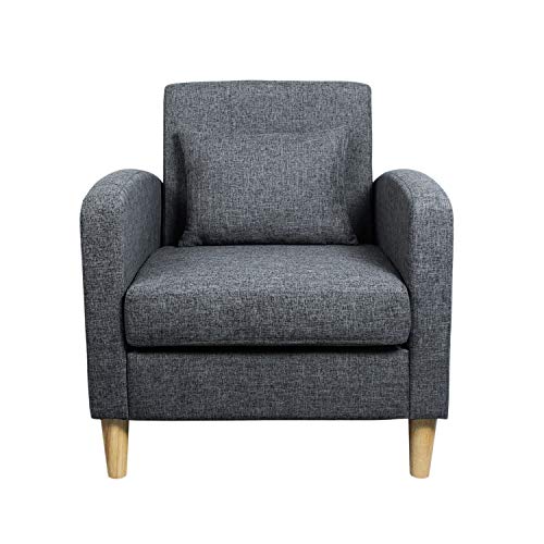 Mid-Century Modern Accent Fabric Chair Leisure Upholstered Arm Chair Single Sofa Living Room