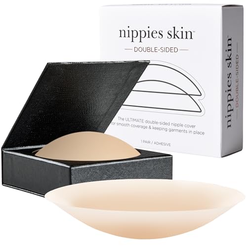 Nippies Nipple Cover - Sticky On Two Sides Adhesive Silicone Reusable Nipple Pasties for Women with Travel Box