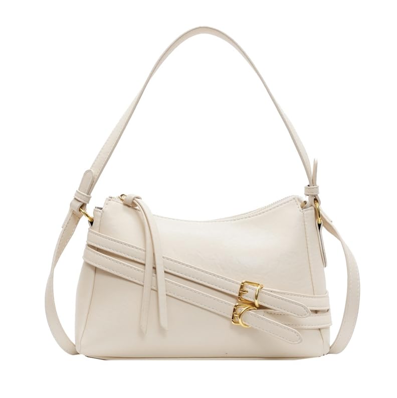 Bolsa de mão PU com zíper de grande capacidade – Versátil e portátil para viagens e uso diário, Branco