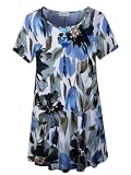 LARACE Plus Size Tops for Women Short Sleeve Tunics Shirts (Blue35, 6X)