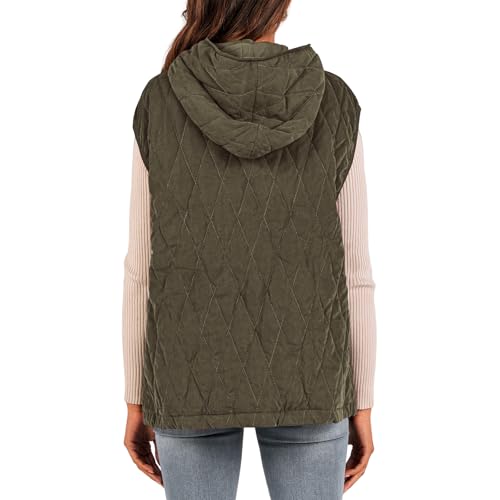 Kubbon Women's 2024 Fall Vest Casual Sleeveless Zip Up Quilted Vests Lightweight Hooded Jacket Winter Warm Padded Gilet2