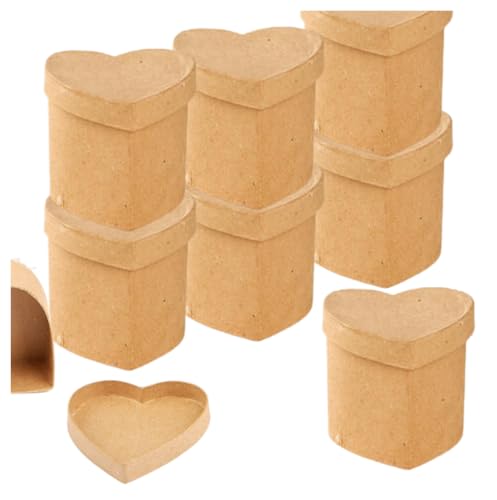 Factory Direct Craft Paper Mache Heart Boxes Set of 12 - Papier Mache Cardboard Boxes with Lids (3 Inches High) Premade Gift Boxes for Wedding Christmas and Everyday DIY Painting and Decoupage