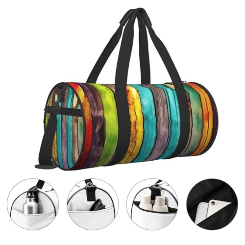 Travel Duffel Bag Lightweight Carry On Weekender Overnight Bags Colorful Wooden Boards Sports Tote Gym Backpack with Adjustable Strap Hospital Bags Foldable Luggage Bag for Women Men3