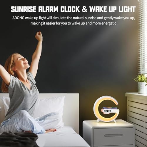 Image of Drumstone〚15 Years Warranty〛Smart LED Bedside Lamp with Bluetooth Speaker, Touch-Control, Wireless Phone Charger, Alarm Clock & RGB Night Light