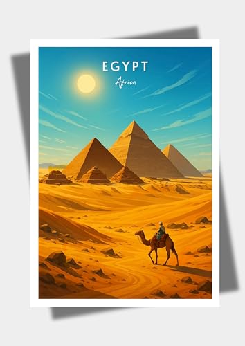 Générique Affiche murale deco, voyage, Egypte, Gizeh, pyramides - art moderne, cadeau, poster, impression, illustration - JLprint (A4-21 x 29,7 cm)