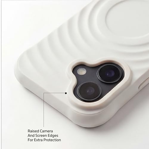 Image of amazon basics Shockproof Case for iPhone 16 | Ripple Pattern | Camera Protection | Protective Cover with Enhanced Grip & Wireless Charging Support - White