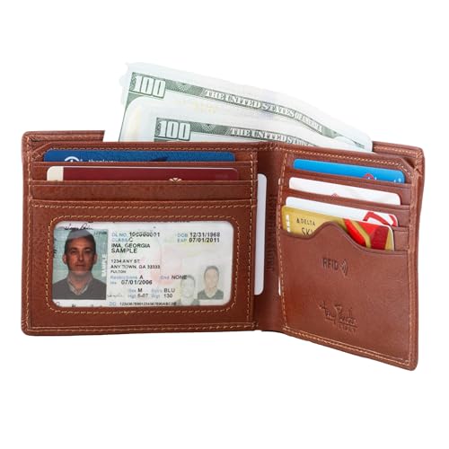 Tony Perotti Men's Italian Leather Bifold Wallet With Card Holders, Pockets, ID Window - Eco-Friendly Vegetable-Tanned Full Grain Leather Wallet Made in Italy2