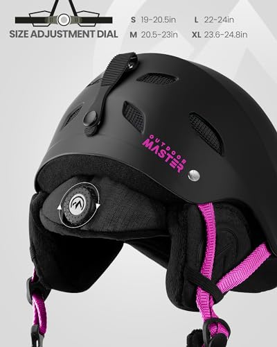 Image of OutdoorMaster Kelvin Ski Helmet - Snowboard Helmet for Men, Women & Youth (Black+Pink,M) | Ski & Snowboard Use,Fits Men,Women & Youth,ASTM Certified Impact Protection,Adjustable Ventilation