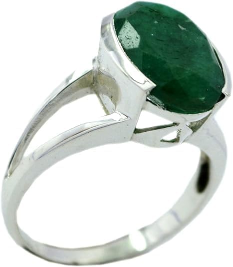 6.25 Ratti Panna Stone Ring पन्ना रिंग 5.70 Carat Emerald Gemston...