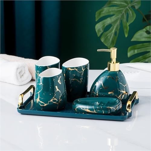 Accesorios de baño juego de accesorios baño moderno de 6 piezas verde 2