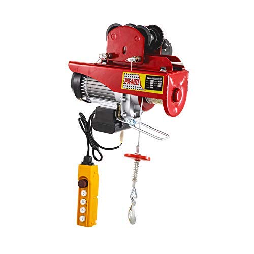 Mophorn Polipasto Eléctrico con Carro de 400kg/ 880lb Polipasto de Cable Eléctrico con Motor de Interruptor de Límite de Carro para Almacén Garaje