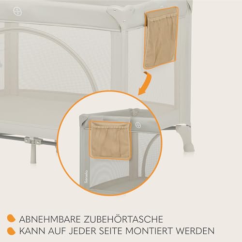 Lionelo Laura 2-in-1 Reisebett bis zu 15 kg Laufgitter von 0 bis 36 Monate Seitlicher Einstieg T25 Schaumstoffmatratze, 2 Höhenstufen, Reisetasche, Räder mit Bremse