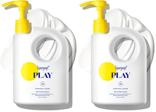 Image of Supergoop! PLAY Everyday Lotion SPF 50 - Broad Spectrum Body & Face Sunscreen - Great for Active Days - Fast Absorbing, Water & Sweat Resistant - 18 fl oz (Pack of 2)