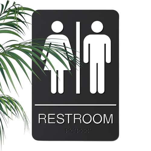 Toalettskylt - 225x150 mm Modern Självhäftande Unisex Skylt,Skylt för Toalett - För Anställda Offentliga Butik Kontor Restaurang WC Toalett