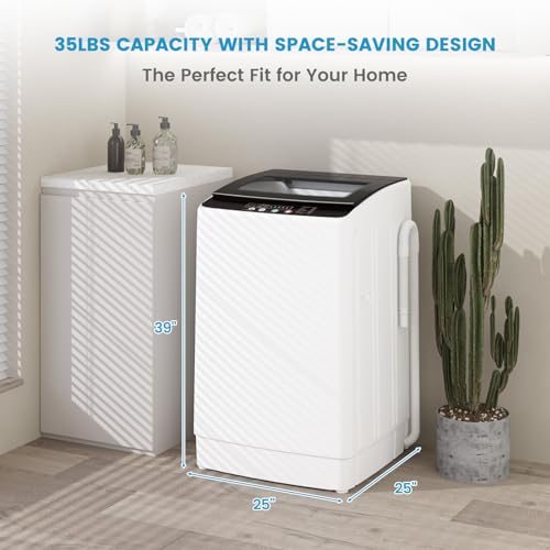 Image of Zynkez 35 lbs Washing Machine, Fully Automatic Portable Washer with 12 Wash Cycles, 8 Water Levels, 24H Delay Start, Lagre Washer and Spin Dryer Combo with Drain Pump for Apartment Home