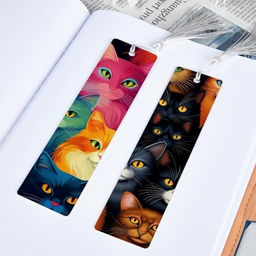 Marque-pages chat colorés (lot de 6) pour livre et lecture