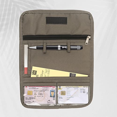 SHOPOFLUX Car Document Holder Organiser | Vehicle Document Storage Wallet for Driving Licence, RC Book, PUC, Insurance for Cars, Two Wheeler, Auto and Truck (Grey)