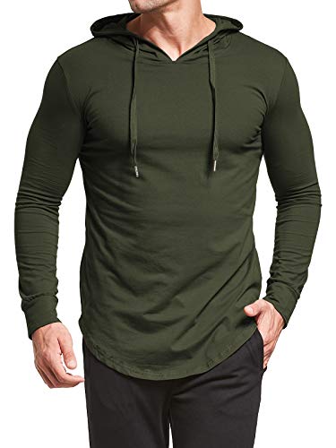 Aiyino Men's S-5X Long Sleeve Fashion Athletic Hoodies Sport Sweatshirt Hip Hop Pullover L Army Green #TOP3