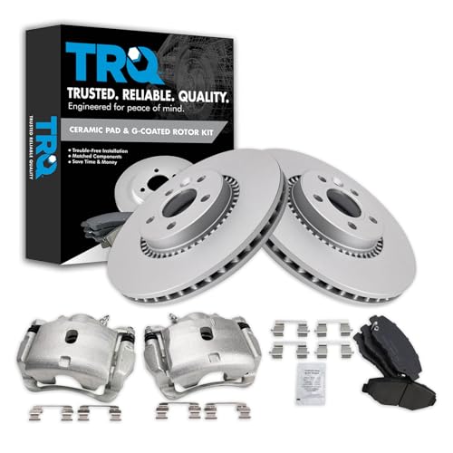 Image of TRQ Front Brake Pad and Rotor Set Ceramic G Coated Rotors Calipers | For 2012-2015 Honda CR-V