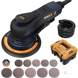 Ponceuse orbitale MAXXT 5,0mm sans balais | Plateaux doubles 150mm & 125mm | Moteur EC 350W | 4000-10000 tr/min | Boîtier moulé | 20 abrasifs pour bois et polissage