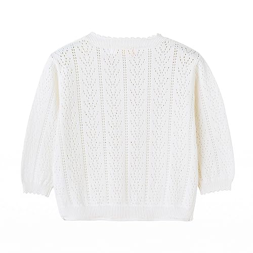 Image of Simplee kids Baby Girl Thin Sweater Solid White Pink Cardigans for Toddler 0-3Years