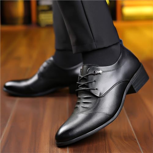 Men's Low Cut Height Increasing Soft Sole White Leather Lace Up Wedding Shoes3