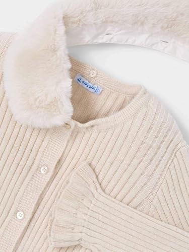 Mayoral Faux Fur Collar Cardigan for Girls H. Sand3