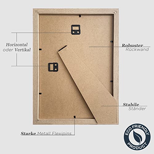 VUVUZULA Bilderrahmen A4 Holzrahmen 21x30cm Holz Fotorahmen MDF Rahmen DIN A4 für Urkunden in Natur 3er Set