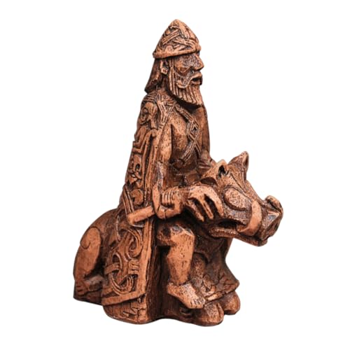 Dryad Design Freyr Figurine Dieu Nordique de la fertilité et de la prospérité – Décoration d'autel païen Viking (Finition Bois)