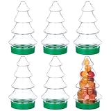 Abaodam 6pcs Fillable Christmas Tree Shape Clear Plastic Christmas Ornaments Candy Containers Candy Jars for DIY Crafts Party Favors