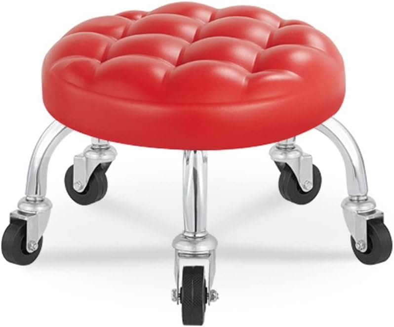 Low Rolling Stool Roller Seat,Mobile Mechanical Stool,with 5 Universal Swivel Caster Wheels for Home Office or Fitness Sport or Garage Shop (Reddish Brown 32.5 * 23 * 6cm)
