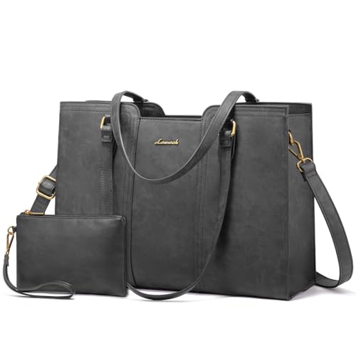 Image of LOVEVOOK Laptop Bag for Women - Waterproof Work Bag for Women & Vintage Laptop Tote Purse with Wristlet