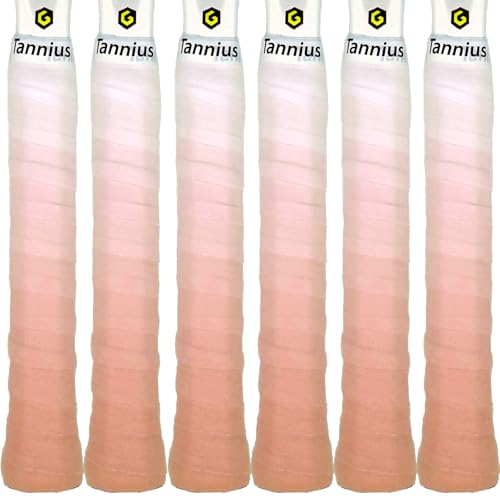 Tannius Tennis Racket Grip Tape, 6 Pack Tennis Grips, Absorbent and Enhanced Tennis Racquet Overgrip Tape（Gradient Color (Orange)