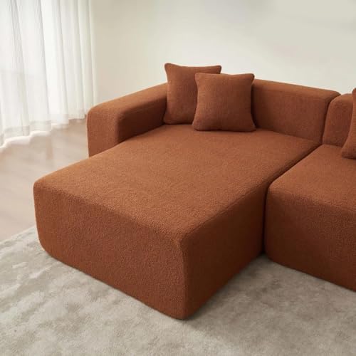 Image of Modern Classic L Shape Sectional Sofa Set, Chesterfield Style 4 Seater Sofa Set with Pillows for Living Room, Bedroom and Office and Hallway Colour (Brown L-S)