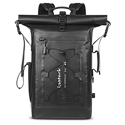 Inateck Sac à Dos Vélo Étanche Grande Capacité pour Bicyclette Randonnée Alpinisme Montagne Sport Camping Course, avec Bretelle Détachable, Soupape d’Échappement Noir