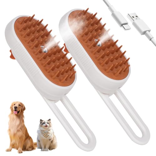 Cepillo de vapor para gatos y peine de masaje recargable blanco