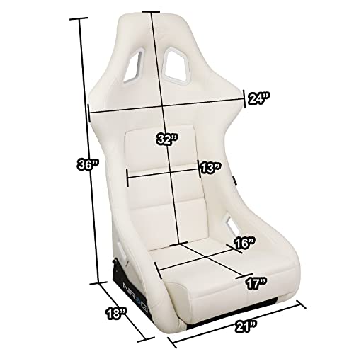 Nrg Innovations Frp-302Wt-V Universal Vinyl Fixed Back Bucket Racing Seat With Bottom Mount Bracket, Size L,White #TOP6