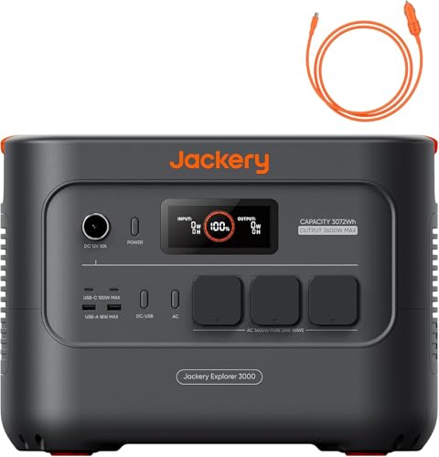 Jackery Explorer 3000 v2 Station Électrique Portable avec Câble Voiture