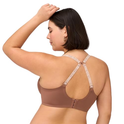 BLAKE & CO. 2 Pack Junior's Micro and Lace Underwire T-Shirt Bra with Adjustable Straps, Black and Brown, 34B4