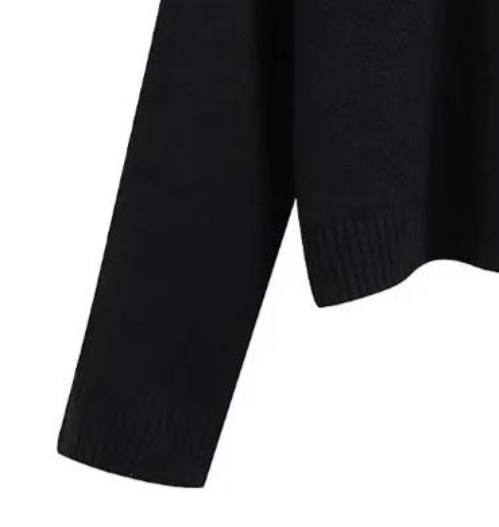 Rollkragenpullover Damen Oversize Winter Langarm, Strickpullover Mit Geripptem Rand Pullover Wolle Strickpullover Herbst Winter Rollkragenpullover Warme Tops Strickwaren,Schwarz,M