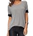 Aichatan Konater Women Purecolor Comfy Loose Fit Short Cut Out Sleeve Cotton T-Shirt LightGray-L