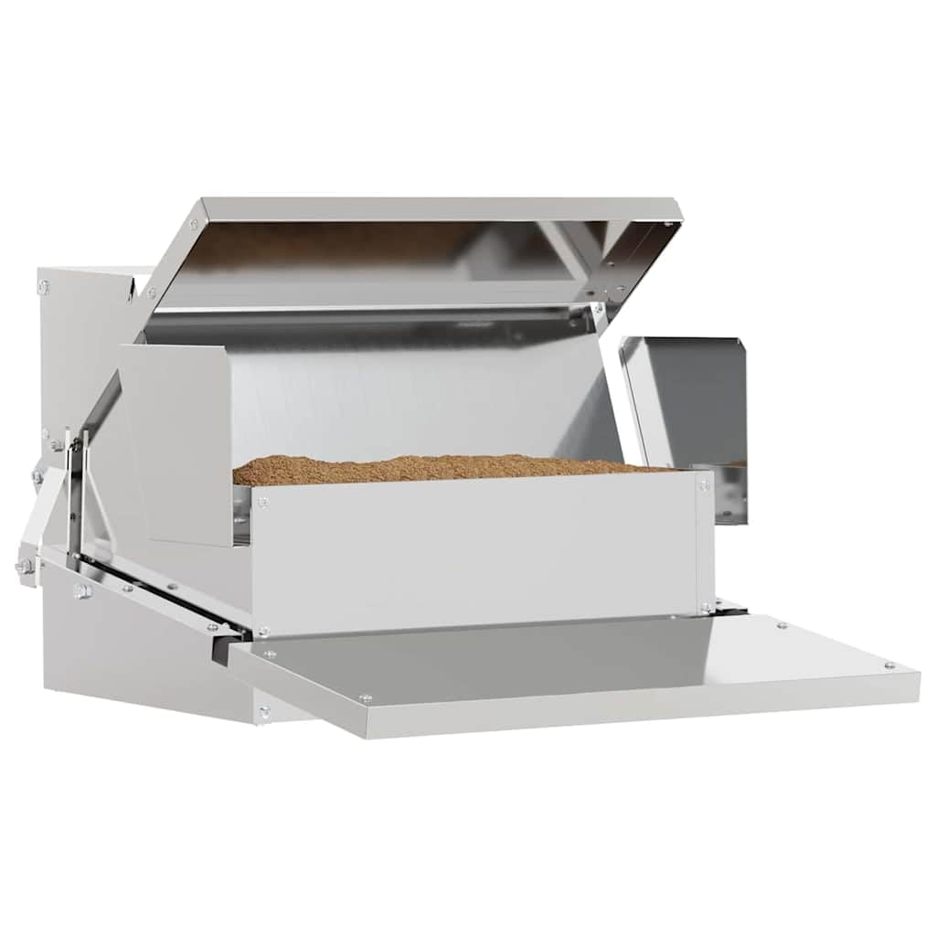 Comedero para gallinas de acero galvanizado, 50 x 40 x 29 cm, resistente a la intemperie, duradero, con pedal de apertura automática, para interiores y exteriores, capacidad de 2 kg, fácil