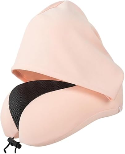 Rutexc ネックピロー フード付き 低反発 洗える U字型 トラベルピロー 携帯枕 取り外し可能 飛行機 バス 車 アウトドア 旅行用 快適 フェイスカバー付き