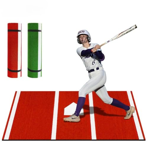 GRSMIS 野球バッターマット 野球練習マット 野球バッティングマットソフトボールピッチングマット 野球トレーニングマット投手用 投球用 ピッチング ポータブル 滑り止め 色褪せ防止 大型バッティングケージマット芝生 スイング トレーニング用練習補助軟式