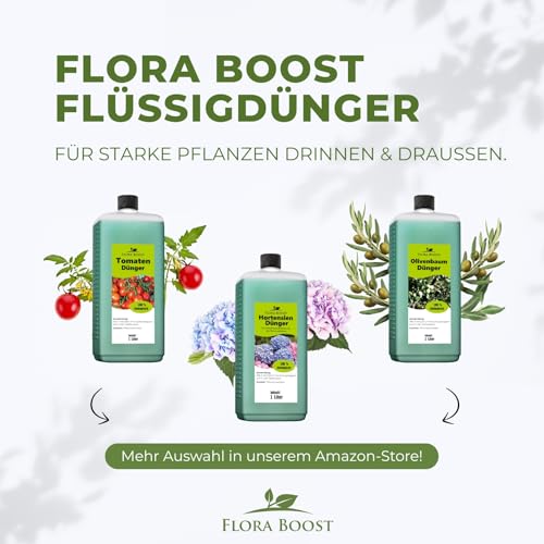 Flora Boost Olivenbaum Dünger Flora Boost 1000ml I Für bis zu 200L Gießwasser I Langzeitdünger für verbesserte Blütenbildung I Flüssiger Blatt- & Wurzeldünger I 100% natürlicher Pflanzendünger