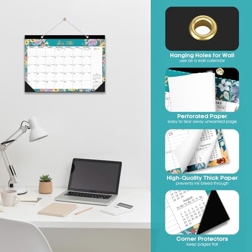 Image of 3 Pack of Desk Calendar 2026-2027, 18-Month Calendar Runs from July 2026 to December 2027, Large 17 inch x 12 inch Monthly Desktop & Wall Calendar for Home & Office - Floral