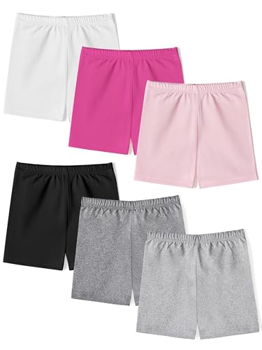 KIDDORY Girls Bike Shorts Toddler Cartwheel Dance Shorts for Under Dresses Yoga Active Wear (US Age 2 Years 3 Years 6 White Black Light Linen Gray Light Pink Rose Red Dark Linen Gray)