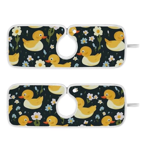 FULUHUAPIN 2 Pack Yellow Duck Kitchen Faucet Splash Catcher Absorbent Mat, Polyester Sponges Machine Washable Quick Dry Drying Mat, Sink Accessories 23'' x 5'' 20324373