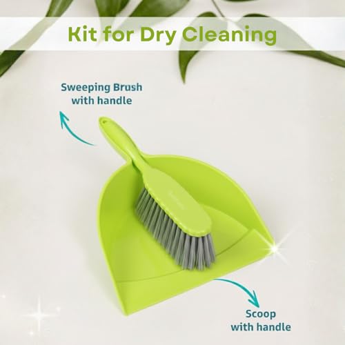 Image of Solitude Dustpan with Multi-Purpose Dusting Brush, Dust Pan and Brush Set for Cleaning Combo Portable & Easy to Store