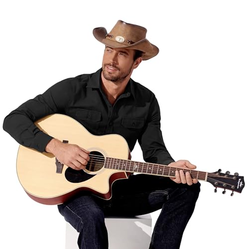 COOFANDY Mens Western Cowboy Shirt Long Sleeve Cotton Button Down Work Shirts with Pockets4